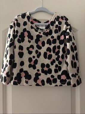 GAP Cream Sweater with Black and Pink Leopard Spots